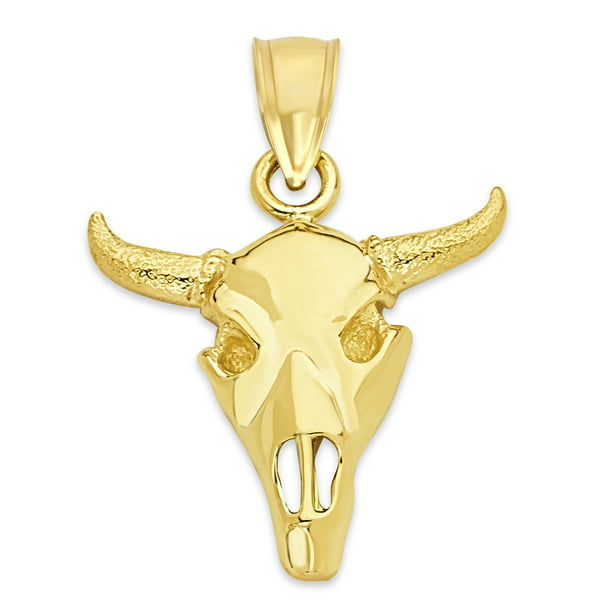 Solid 10k Rose Gold Bull Head Pendant Necklace 